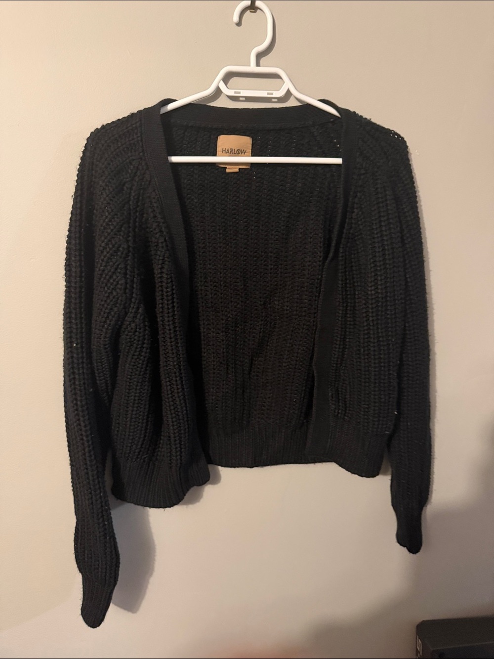 Harlow Black Open-Front Chunky Cardigan
